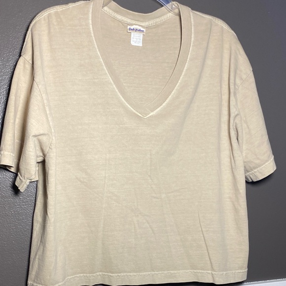 fresh produce Tops - Fresh Produce Pigment-Dyed Over-Sized Cropped Short Sleeve V-Neck Tee